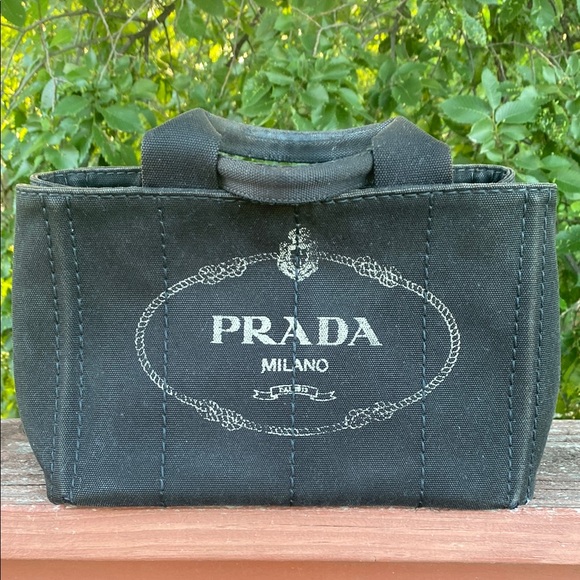 Prada Black Canvas Canapa Mini Tote with Dust Bag - Picture 1 of 11